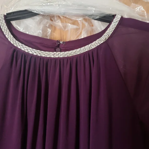 r&m richards purple dress R&M Richards Beaded Gown - Navy